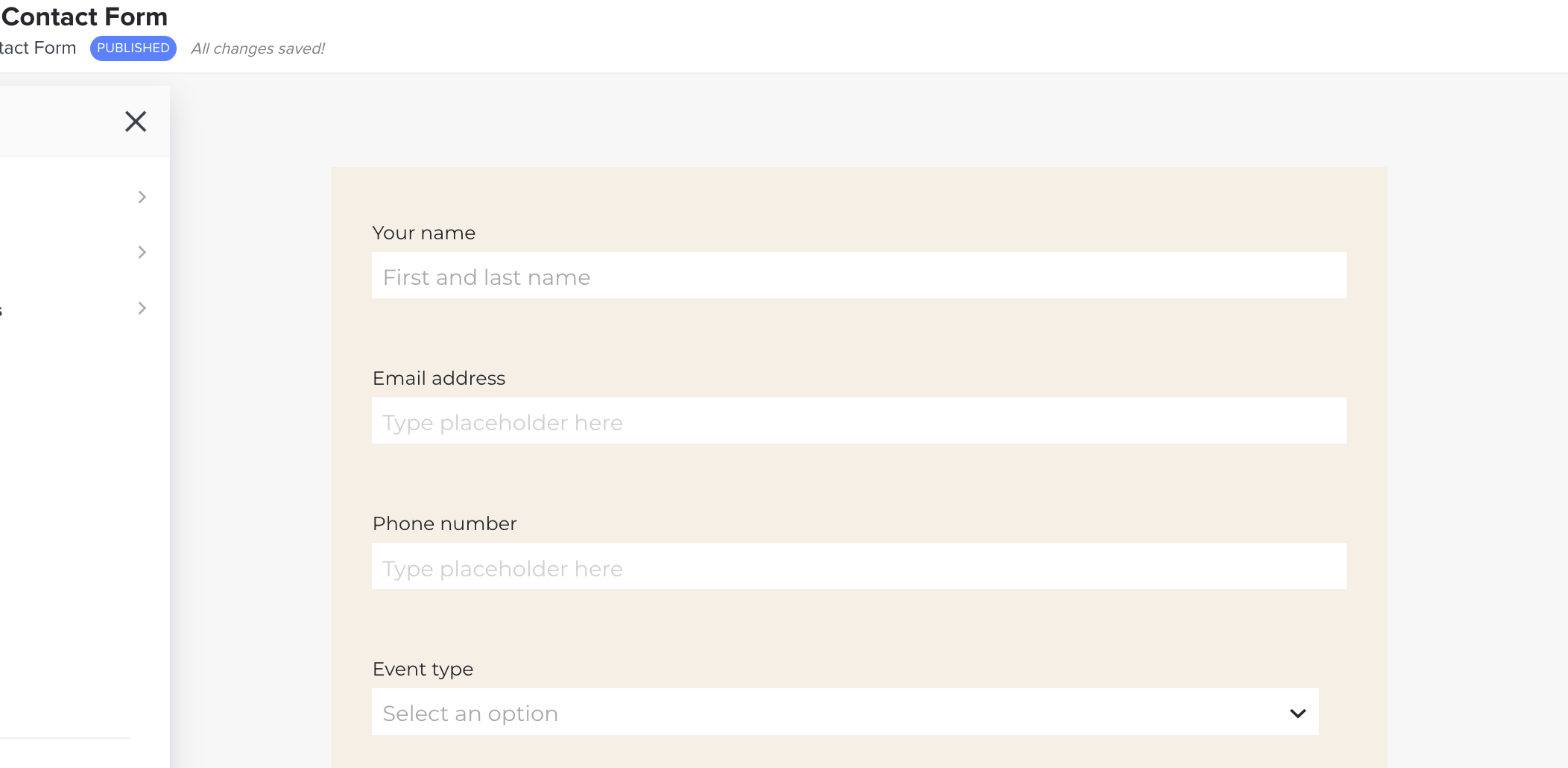 2023-HoneyBook-Review-Is-It-Worth-It-for-Wedding-Pros-Intake-Form-Example 2023 HoneyBook contact form example with custom color and fields like name and wedding date