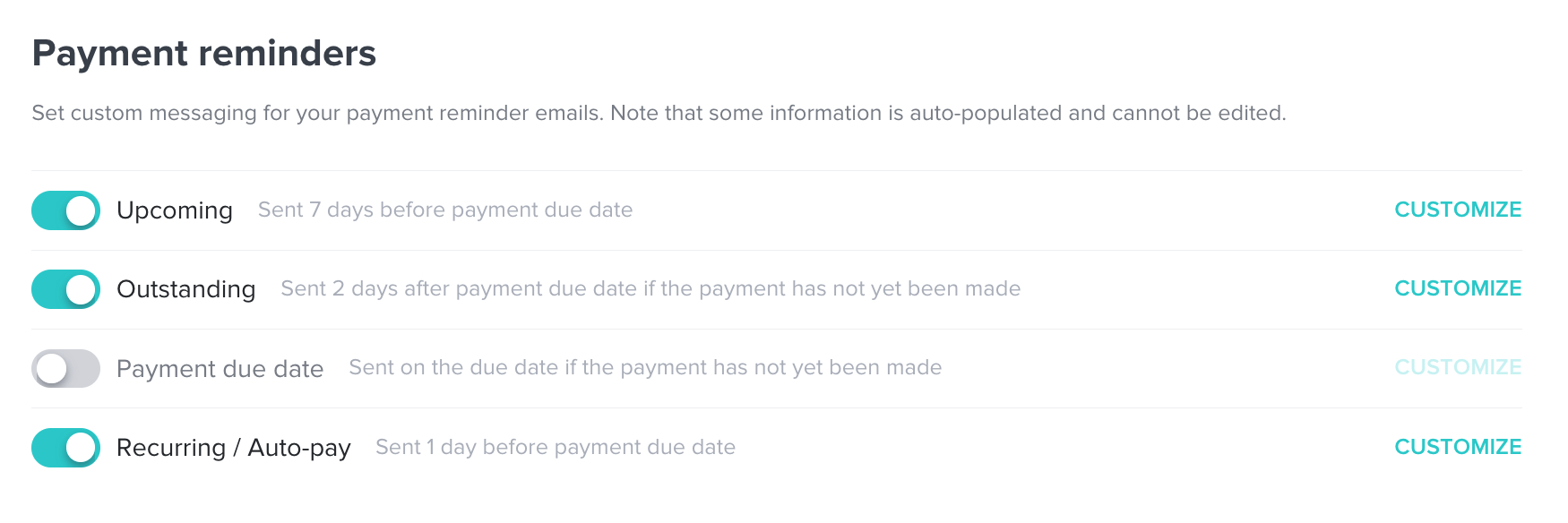 2023-HoneyBook-Review-Is-It-Worth-It-for-Wedding-Pros-Payment-Reminder-Automation-Example 2023 HoneyBook Review payment reminder menu for wedding pros